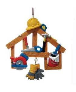 Painted Construction Tools Hanging Ornament For Personalization - Picture 1 of 1