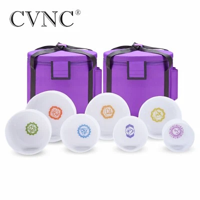 CVNC 432Hz 6"-12" 7Pcs Chakra Print Crystal Singing Bowl Set W/Bag Sound Healing - Image 1 of 4