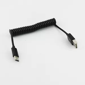 1x USB 3.1 Type C Male to 2.0 A Male Coiled Data Sync Cable Adapter Black 3FT - Picture 1 of 7