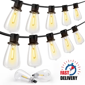 Outdoor Led String Light Plug in 50FT LED Lights with 25 Shatterproof 2700K ST38 - Picture 1 of 20