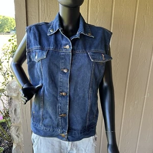 Gilet jeans vintage North West donna piccolo denim camionista Harley Davidson frange - Foto 1 di 8