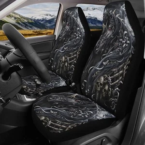 Horse skull car seat cover car mat, Halloween gothic skull car seat covers mats - Foto 1 di 26
