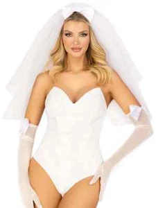 Adult Size Bridal Veil with Bow White One Size Wedding Bachelorette Halloween - Picture 1 of 2
