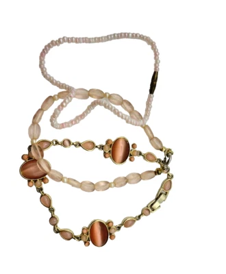 Pulseras de cuarzo rosa simulado / Juego de tres Foto 1 de 3