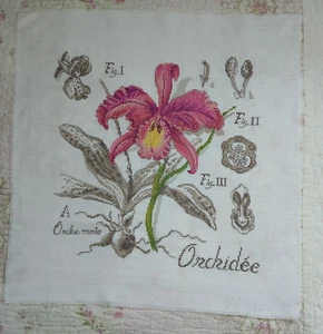Veronique Enginger Embroidery Orchid 12.5×12.5 inches - Picture 1 of 6