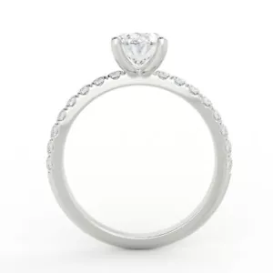 Increíble anillo de compromiso de diamantes talla ovalada de 1 1/2 quilate H/SI2 oro blanco de 14 k - Imagen 1 de 8