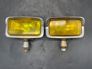 Vintage Aris Iodine Fog Light Lamp Assembly Chrome Amber Lens Housing Set - Picture 1 of 14