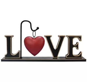 Rustic Wood Love Table Sign Freestanding Cutout Love Centerpiece Sign with Heart - Picture 1 of 7