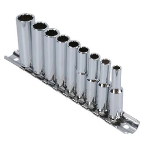 Juego de 9 piezas de enchufes profundos AF 1/4" unidad imperial bihexadecimal doble profundidad - Imagen 1 de 6