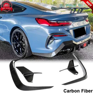 For BMW 8 Series G14 G15 G16 M850i DRY CARBON Rear Bumper Splitters Canards Fins - Picture 1 of 12