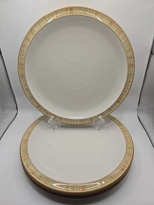 Denby Caramel Stripes Dinner Plates x3 – 25.5 cm – Warm Brown Stripe Pattern - Picture 1 of 5