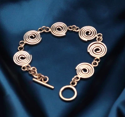 Vintage 925 Sterling Silver Swirl Toggle Bracelet 28.4g - Image 1 of 4