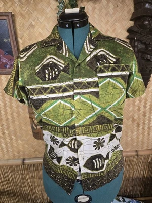 Camisa Aloha Hawaiana Waltah Clarke's De Colección Talla Pequeña m1031 Foto 1 de 4