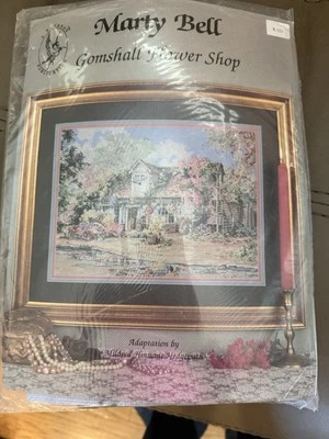 Gomshall Flower Shop by Marty Bell Cross Stitch Kit With Yarn by Hedgepath - Image 1 of 2