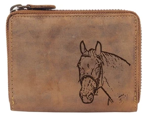 Greenburry Vintage Damen Geldbörse Lederbörse braun mit Hundemotiv I 13x10x3cm - Picture 1 of 6