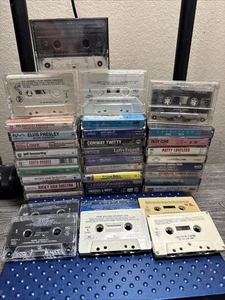 Cassette Tapes Lot 36 - Various Artists Elvis, Garth, Strait, Jones, Cline Black - Imagen 1 de 9