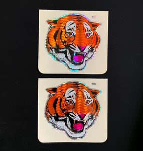 2 TIGER BIG CAT Jungle ANIMAL VINTAGE sticker decal prism prismatic FOIL holo - Picture 1 of 4