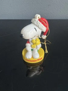 Vintage PEANUTS Christmas Ornament Santa Snoopy & Woodstock Christmas Wish - Picture 1 of 5