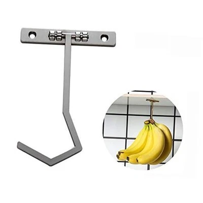 Percha de plátano de metal - Gancho debajo del gabinete para plátanos o color plata X 1 pieza Foto 1 de 4