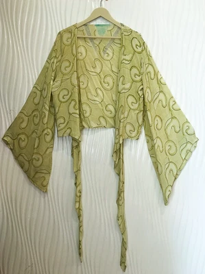 Silk Wrap Top Tie Blouse Boho Crop Tops Dress Girls Woman Clothing PSW1732 - Image 1 of 4