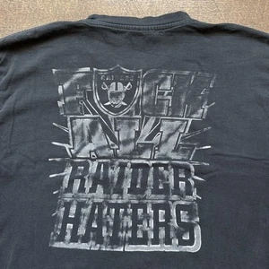 Vintage Mens L/XL Black "F*CK ALL RAIDER HATERS" Oakland Raiders DBL Sided Tee - Picture 1 of 8