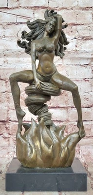 Handmade Medusa Bronze Sculpture Marble Statue By Aldo Vitaleh Figurine Decor - Image 1 of 4
