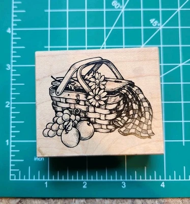 Sello de goma PSX vintage. CESTA PICNIC FRUTA. Manta Peine Envío B12  Foto 1 de 4