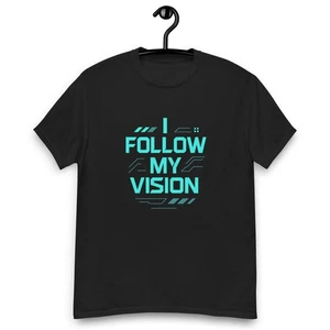 I Follow My Vision Cyberpunk Graphic Tee Voiceritzy Men’s Cotton Streetwear - Picture 1 of 7