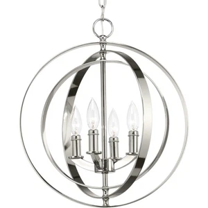 Progress Lighting P3827 Nickel Equinox 4-Light 16"W Taper Candle Chandelier - Picture 1 of 12