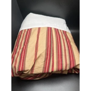 Gonna letto king vintage Ralph Lauren righe cotone kaki marrone rosso spacco angolo - Foto 1 di 3