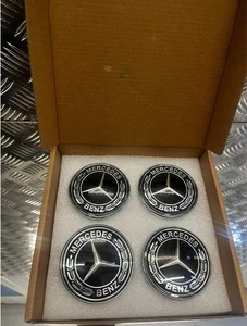 75mm Mercedes Floating Wheel Centre – Black/Silver - Picture 1 of 5
