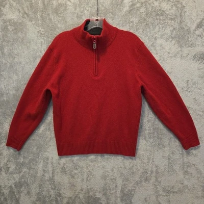 Jos. A. Bank Sweater Mens Large Red Wool Blend Pullover1/2 Zip Front Long Sleeve - Image 1 of 4