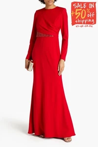 RRP €940 BADGLEY MISCHKA Evening Dress US4 UK8 IT40 S Embellished Gathered - Picture 1 of 6