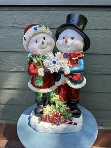 Kringle Express 22" Resin Snowman Duo lighted Indoor/Outdoor Christmas Decor EUC - Picture 1 of 13