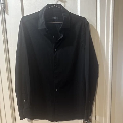 Bugatchi Shirt Mens Large Black Button Up Comfort Stretch Long Sleeve Casual  - Image 1 of 3