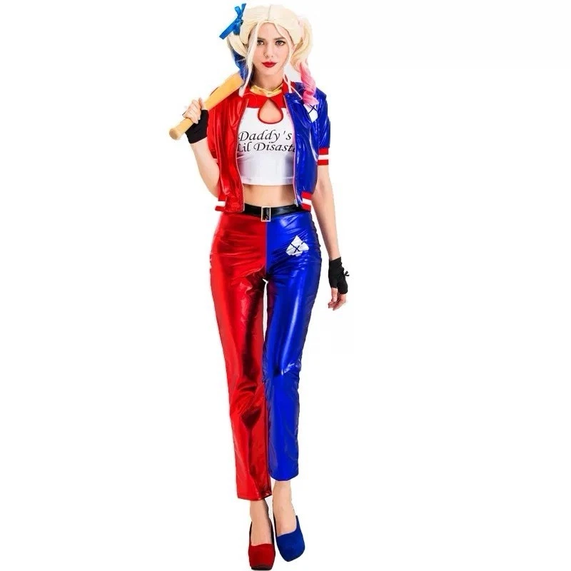 Conjuntos de Calças Jaqueta Palhaço Meninas Suicida Harley Cosplay Fantasias Coringa Esquadrão Quinn  - Imagem 1 de 1
