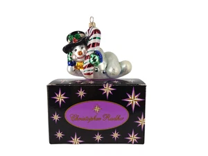 Vintage Christopher Radko CHILLIN' Adorno de Navidad Muñeco de Nieve y Bastón de Caramelo - Imagen 1 de 10