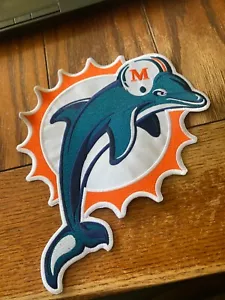 Huge Embroidered Miami Dolphins Iron On Jacket Patch 11" - Picture 1 of 2