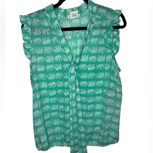 Love on a Hanger Marching Elephants sleeveless blouse shirt Size LARGE NWT - Picture 1 of 8