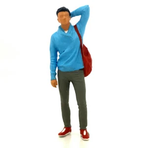 ED 1:64 Painted Figure Model Miniature  Diorama  Man Lifting Hand Blue - Picture 1 of 3