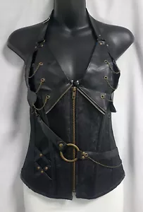 PVC Chains Halter Bustier Boned Size 10 - Picture 1 of 5