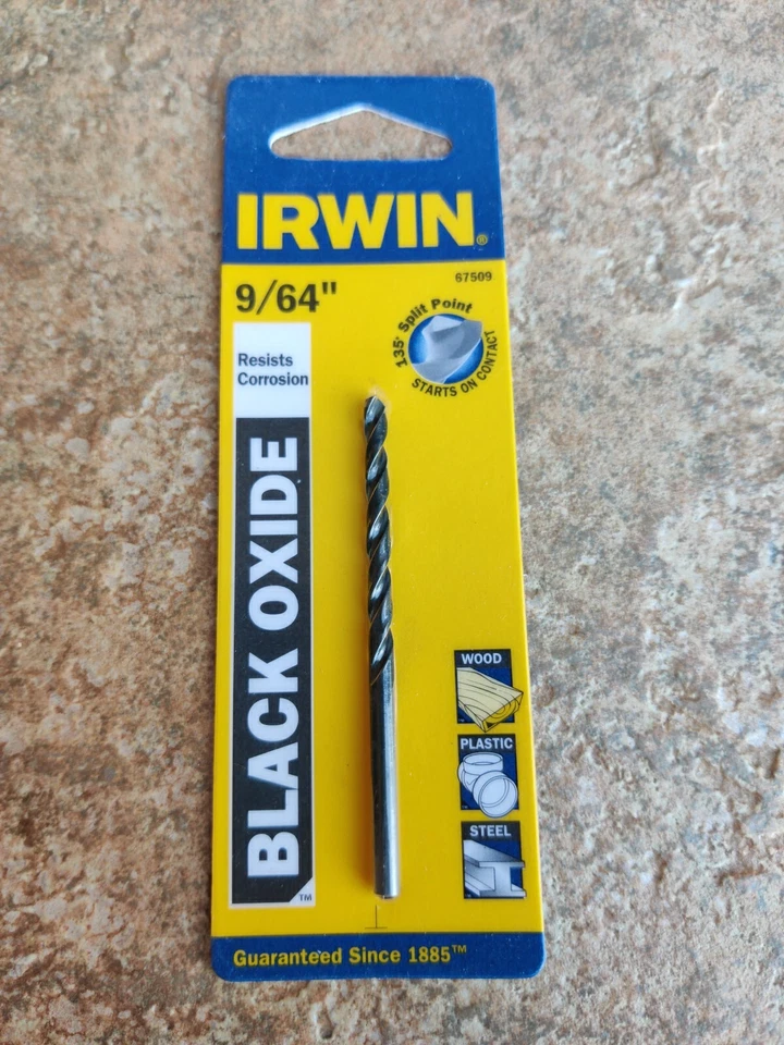 IRWIN 9/64" BLACK OXIDE  HIGH SPEED STEEL DRILL BIT HSS #67509 SPLIT POINT - Image 1 of 1