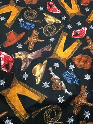 Chaps de pañuelo Cowboy Six Gun Spurs en tela negra de algodón Shamash & Sons 1 Y Foto 1 de 3