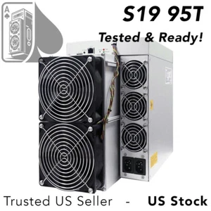 US Ship Bitmain Antminer S19 95T ASIC BTC Bitcoin Miner Mining Machine Tested - Picture 1 of 2