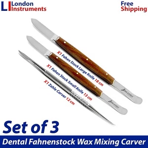 Dental Fahen Stock Wax Mixing Tools and Laboratory Modelling Carver Set of 3 New - Picture 1 of 4
