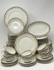 Theodore Haviland Schleiger 1073 Roses Swags Antique China Limoges 53 Piece Set - Picture 1 of 9
