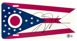 JD Vance signed Autogramm Ohio Flagge Nummernschild - 2024 Donald Trump VP Beckett - Bild 1 von 2