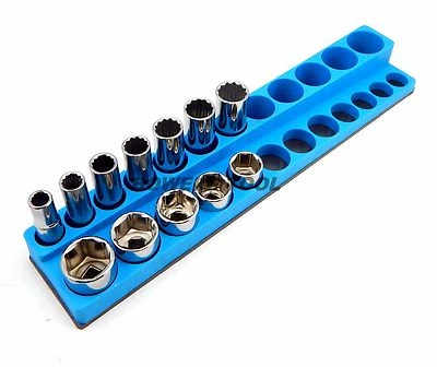 Mechanics Time Saver 3/8 Metric Magnetic Socket Holder Deep & Shallow Organizer - Image 1 of 3