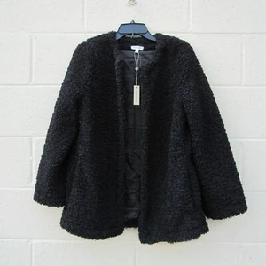 Max Studio Faux Shearling Jacket Black SZ M - Picture 1 of 6