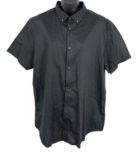 Calvin Klein Mens Short Sleeve Button-Down Shirt Large L Black Geometric NWT New - Picture 1 of 9